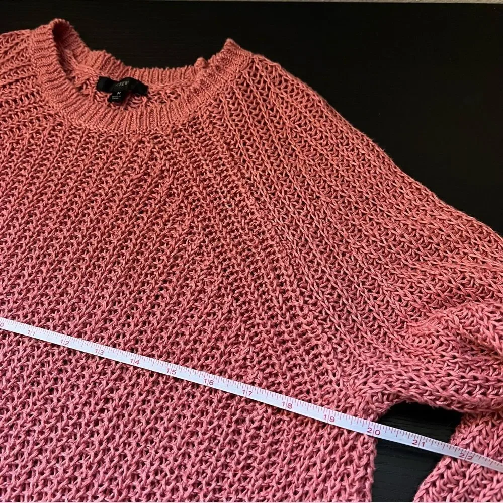 J. Crew 100% Linen‎ Open Knit Relaxed Fit Beach Sweater Cover Up Pink Medium